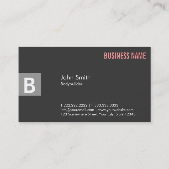 Professional Gray Bodybuilding Business Card (Front)