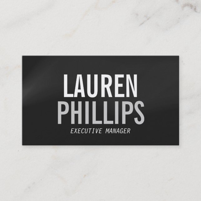 Professional Gray Bold Text Business Card (Front)
