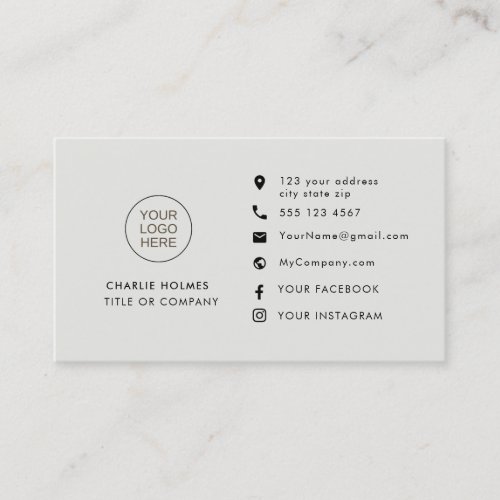 Professional Gray  Custom Icons Social Media Business Card