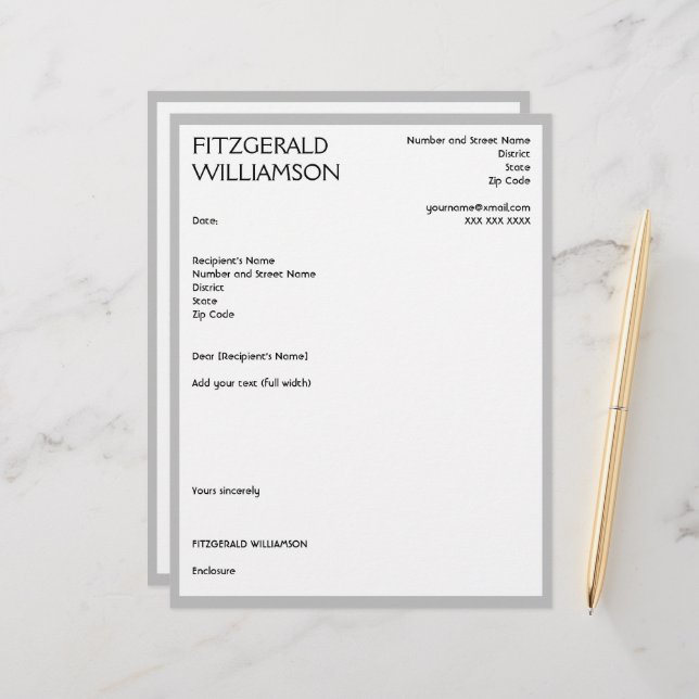 Professional Gray Custom Letterhead (Front/Back In Situ)