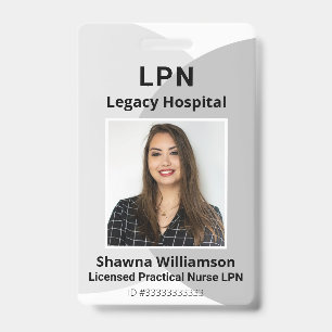 Professional Gray Employee ID Badge with Bar Code