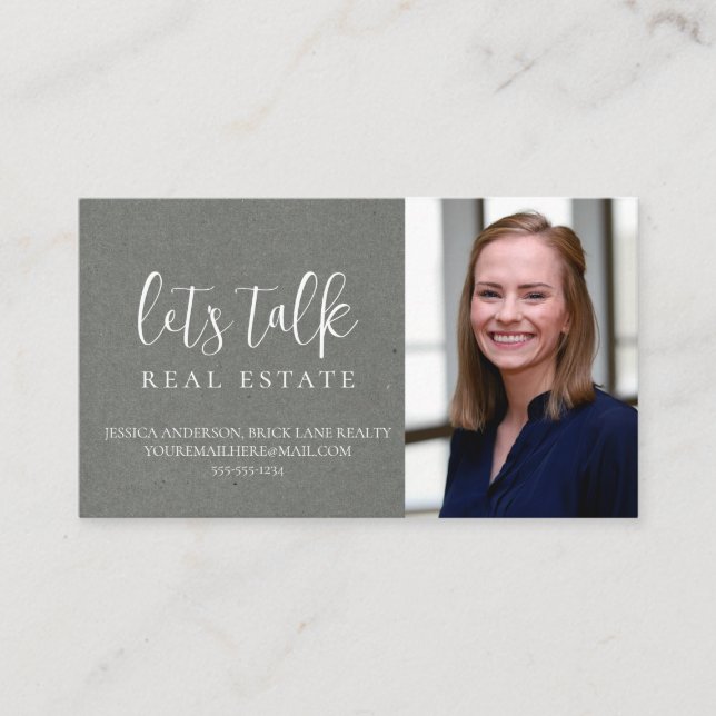 Professional Gray Kraft Paper Real Estate  Business Card (Front)