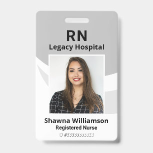 Professional Gray Medical ID Badge with Bar Code