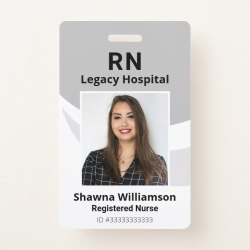 Professional Gray Medical ID Badge with Bar Code