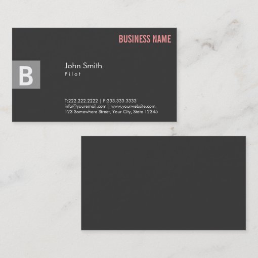 Professional Gray Pilot/Aviator Business Card Zazzle
