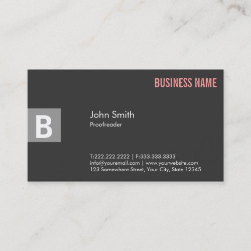 Professional Gray Proofreading Business Card