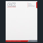 Professional Gray & Red Letterhead<br><div class="desc">© 2014 Socialite Designs. Red (#CC0001) and gray (#707984) color letterhead design elements create an elegant, yet modern, business letterhead design. We have included initials (monogram) for you to create your own personalized logo. All design elements can be moved, resized, rotated or deleted to suit your requirements. By customizing, you...</div>