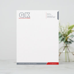 Professional Gray &amp; Red Letterhead Template