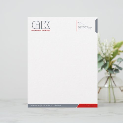 Professional Gray  Red Letterhead Template