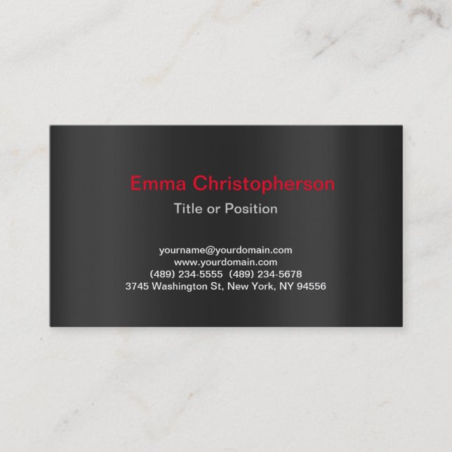 Professional Gray Simple Plain Modern Stylish Business Card (Front)