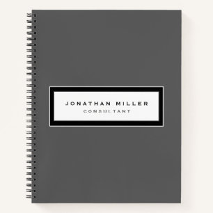 Professional Gray with Framed Name & Title Notebook
