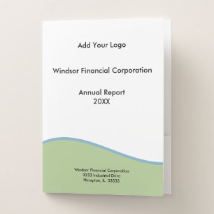 Professional Green and Blue Add Your Logo Pocket Folder
