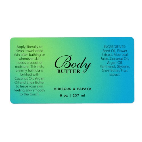 Professional Green Blue Body Butter Labels