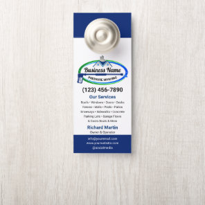 Professional Green Blue Pressure Washing Service Door Hanger