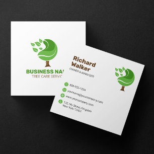 Professional Green Brown Tree Service Lawncare Mow Square Business Card