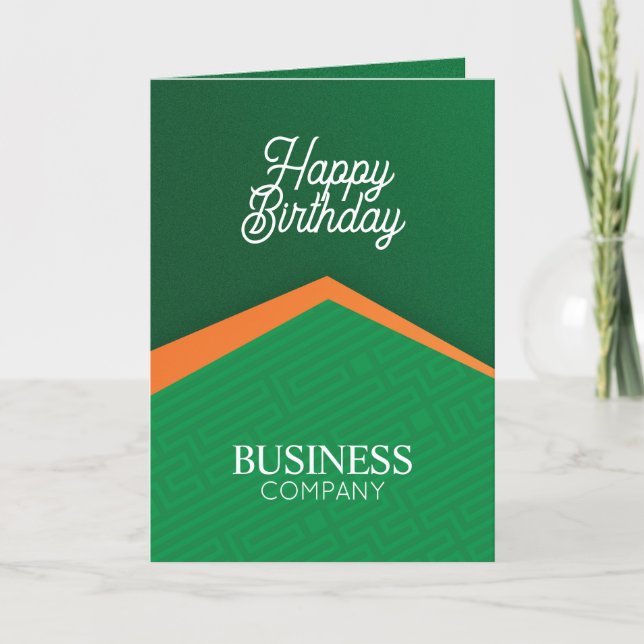 Professional Green Business Birthday Greeting Card (Front)