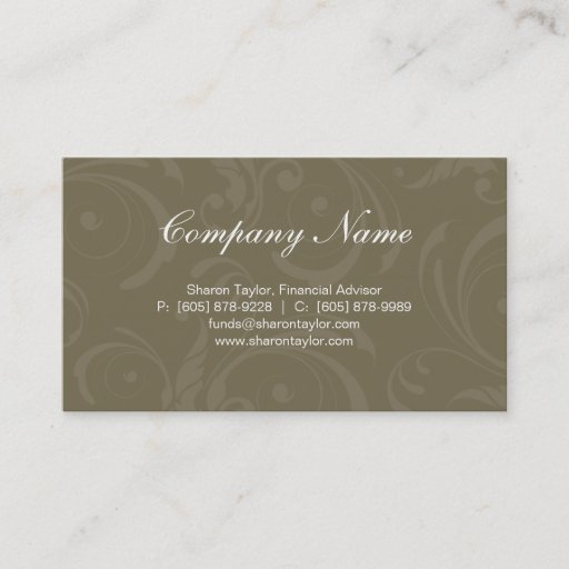 Customizable Professional Green Business Card Swirls