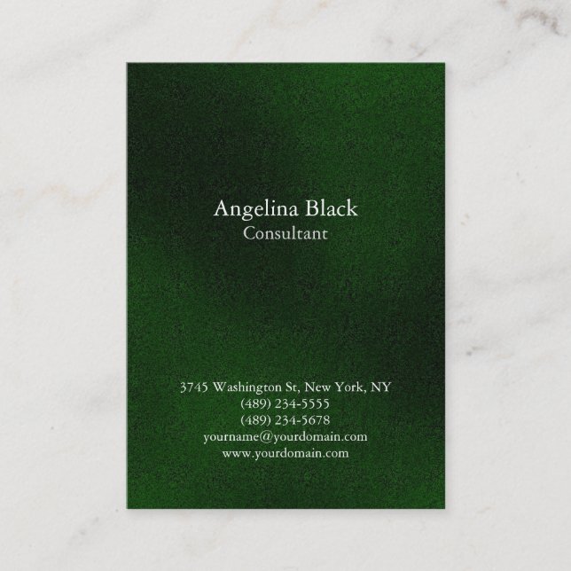 Professional Green Color Background Unique Business Card (Front)
