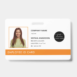 Professional Green Company Logo Employee Photo ID  Badge