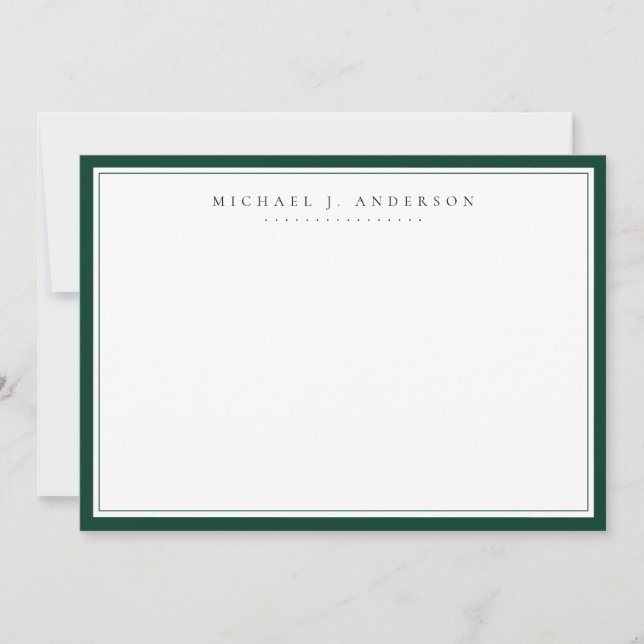 Professional Green Correspondence       Note Card (Front)