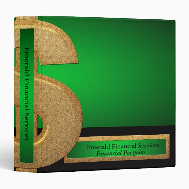 Professional Green| Gold Dollar Financial Services 3 Ring Binder (Front/Spine)