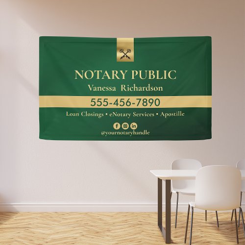 Professional Green  Gold Mobile Notary Business  Banner