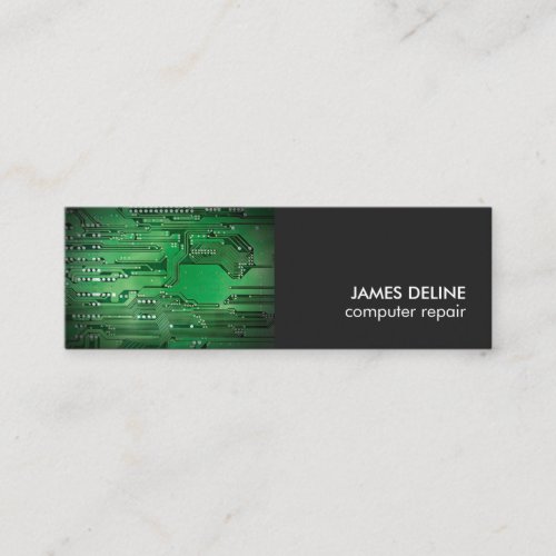 Professional Green Grey Circuit Computer Repair Mini Business Card