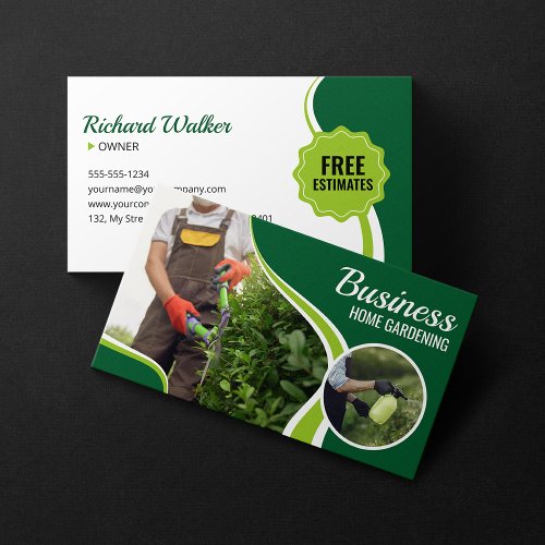 Professional Green Home Gardening Lawn Landscaping Business Card