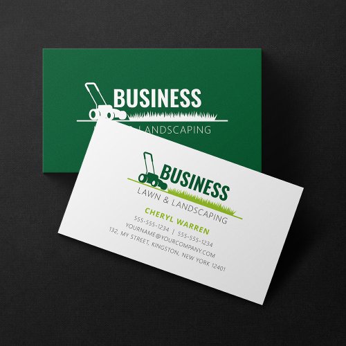 Professional Green Lawn Care Landscaper Mowing Business Card