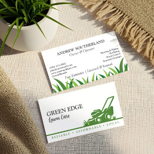 Professional Green Lawn Care Landscaping Mowing Business Card