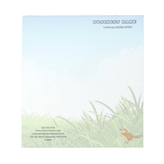 Professional Green Lawn Care & Landscaping Notepad (Front)