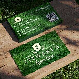 Professional Green Lawn Care Landscaping Services Business Card