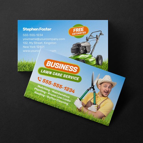 Professional Green Lawn care Lanscaping Mowing Business Card