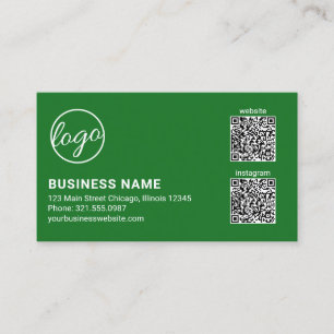 Professional Green Logo QR Code Modern Business Card