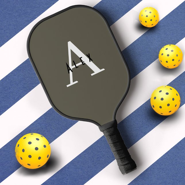 Professional Green Monogram Name + Initial Pickleball Paddle (Creator Uploaded)
