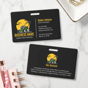 Professional Green Mowing Service Yellow Sun Badge