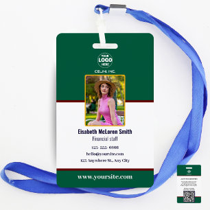 Professional Green security Badge:Photo & Company Badge