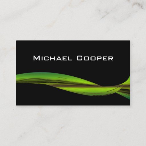 Customizable Professional Green Wave Business Card Black
