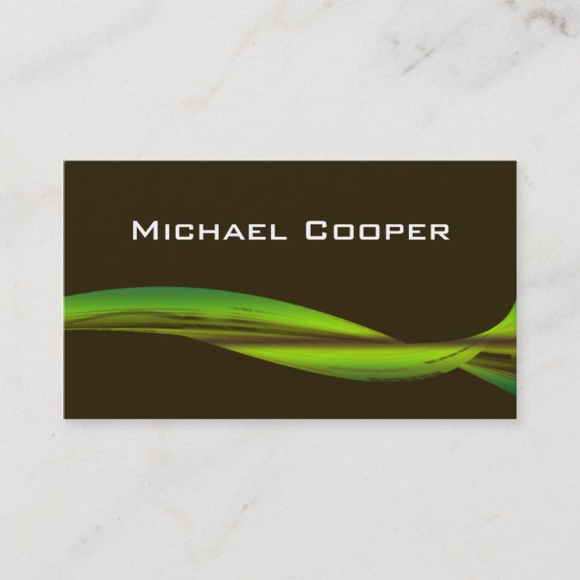 Professional Green Wave Business Card Brown (Front)