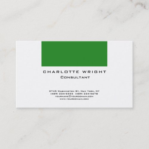 Professional Green White Modern Minimalist Design Business Card