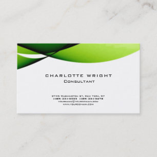 Professional Green White Modern Minimalist Design Business Card