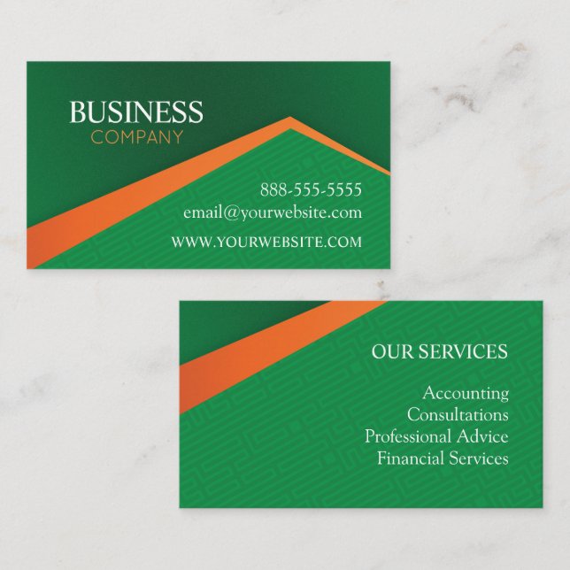 Professional Green with Orange Stripe Business Card (Front/Back)