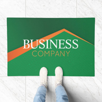 Professional Green with Orange Stripe Business Doormat