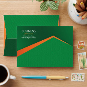 Professional Green with Orange Stripe Business Envelope