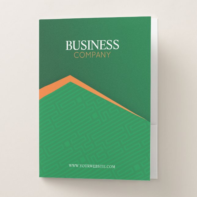 Professional Green with Orange Stripe Business Pocket Folder (Front)