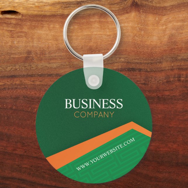 Professional Green with Orange Stripe Corporate Keychain (Front)