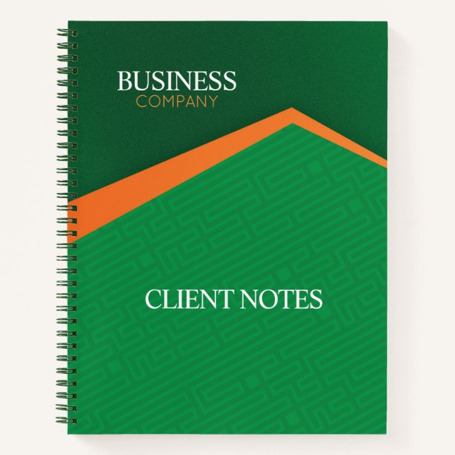 Professional Green with Orange Stripe Corporate Notebook (Front)