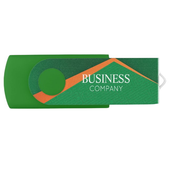 Professional Green with Orange Stripe Flash Drive (Front)