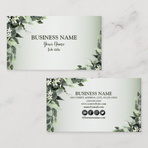 Professional Greenery Floral Eucalyptus Leaves Business Card