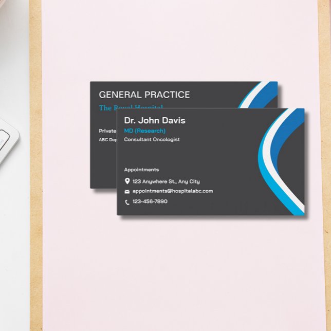 Professional Grey and Blue Modern Minimalist  Business Card (Creator Uploaded)